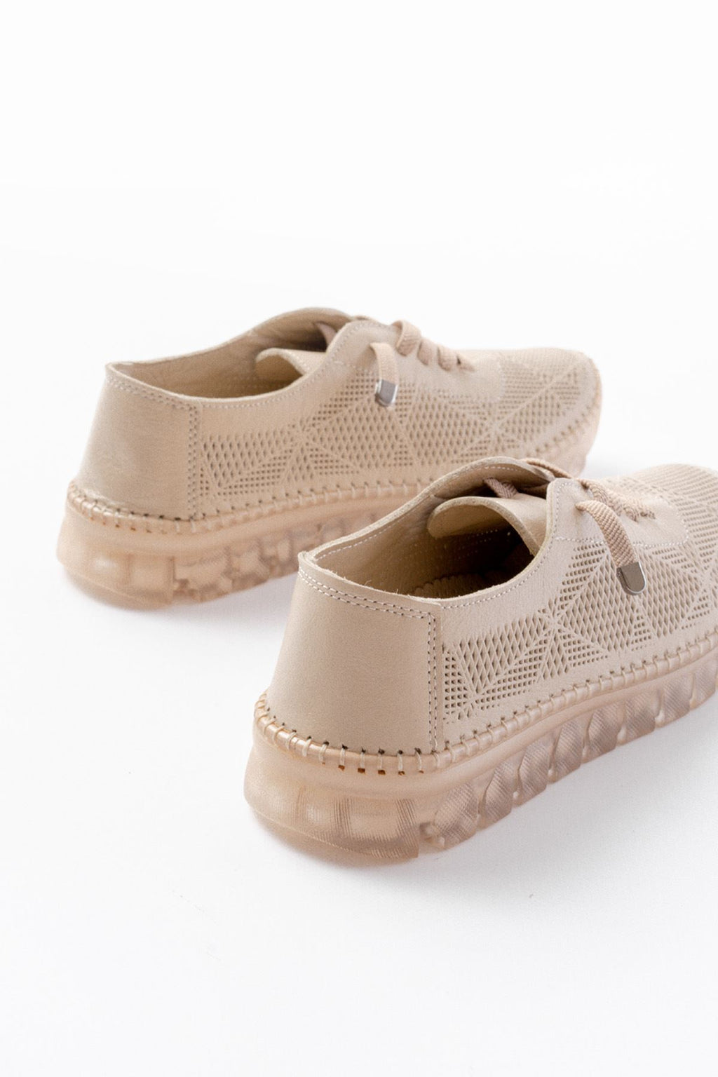 ZRİN-365 Bej Desenli Hakiki Deri Tam Ortopedik Comfort Spor Babet