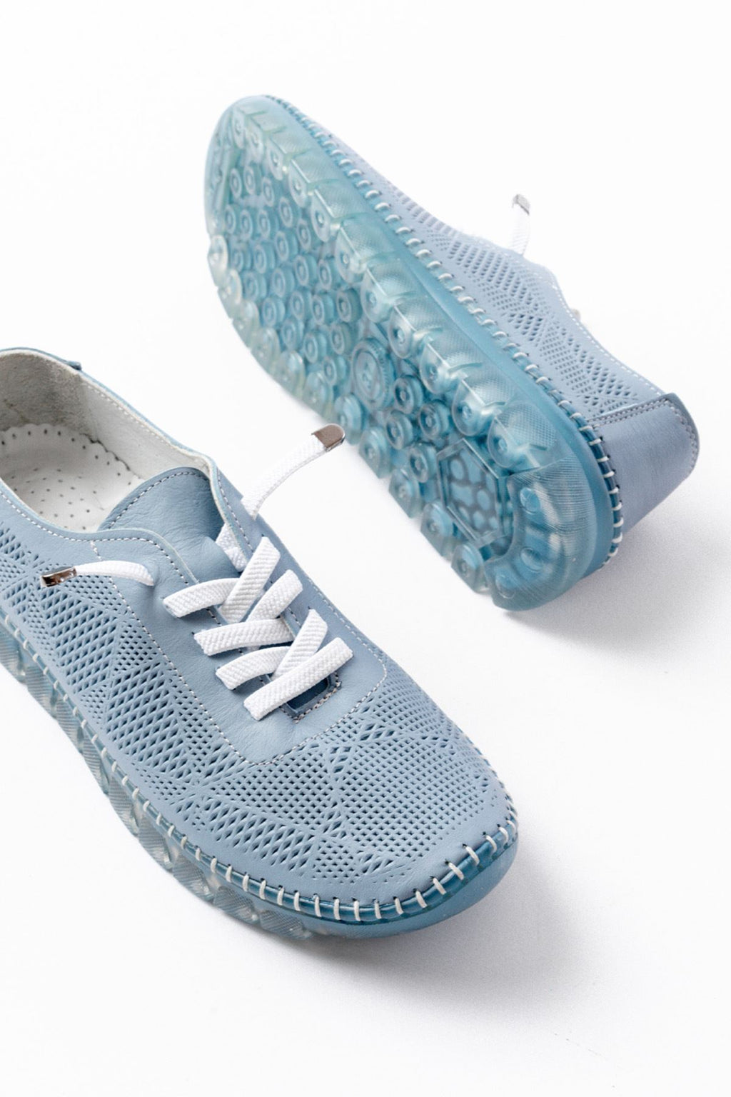 ZRİN-365 Mavi Desenli Hakiki Deri Tam Ortopedik Comfort Spor Babet