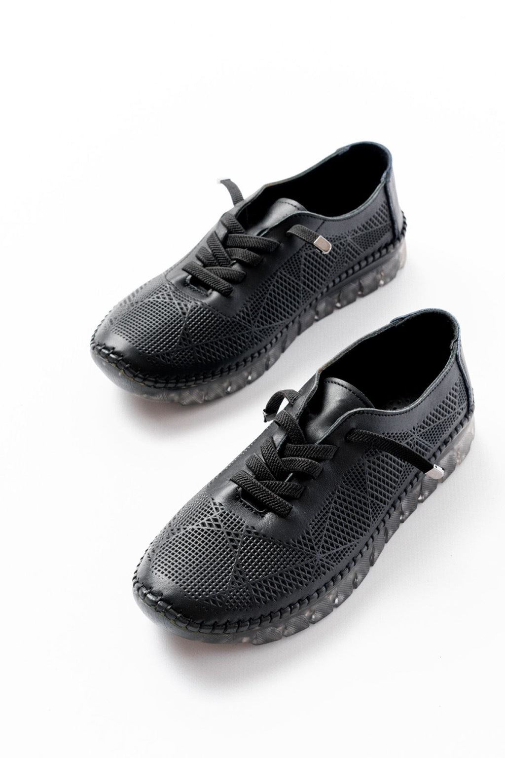 ZRİN-365 Siyah Desenli Hakiki Deri Tam Ortopedik Comfort Spor Babet