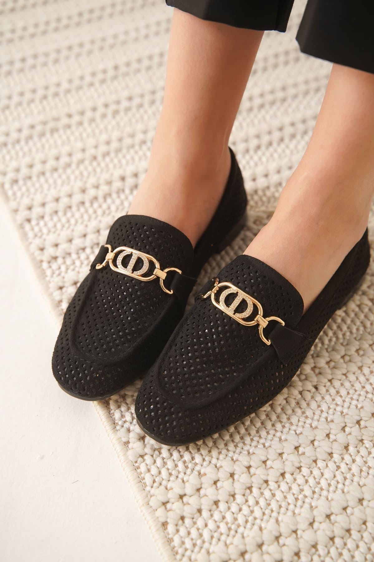 Sally Premium Kadın Siyah Vizon Günlük Babet