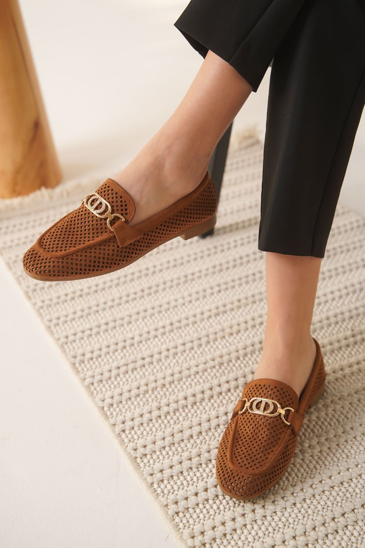 Sally Premium Kadın Süet Taba Günlük Babet