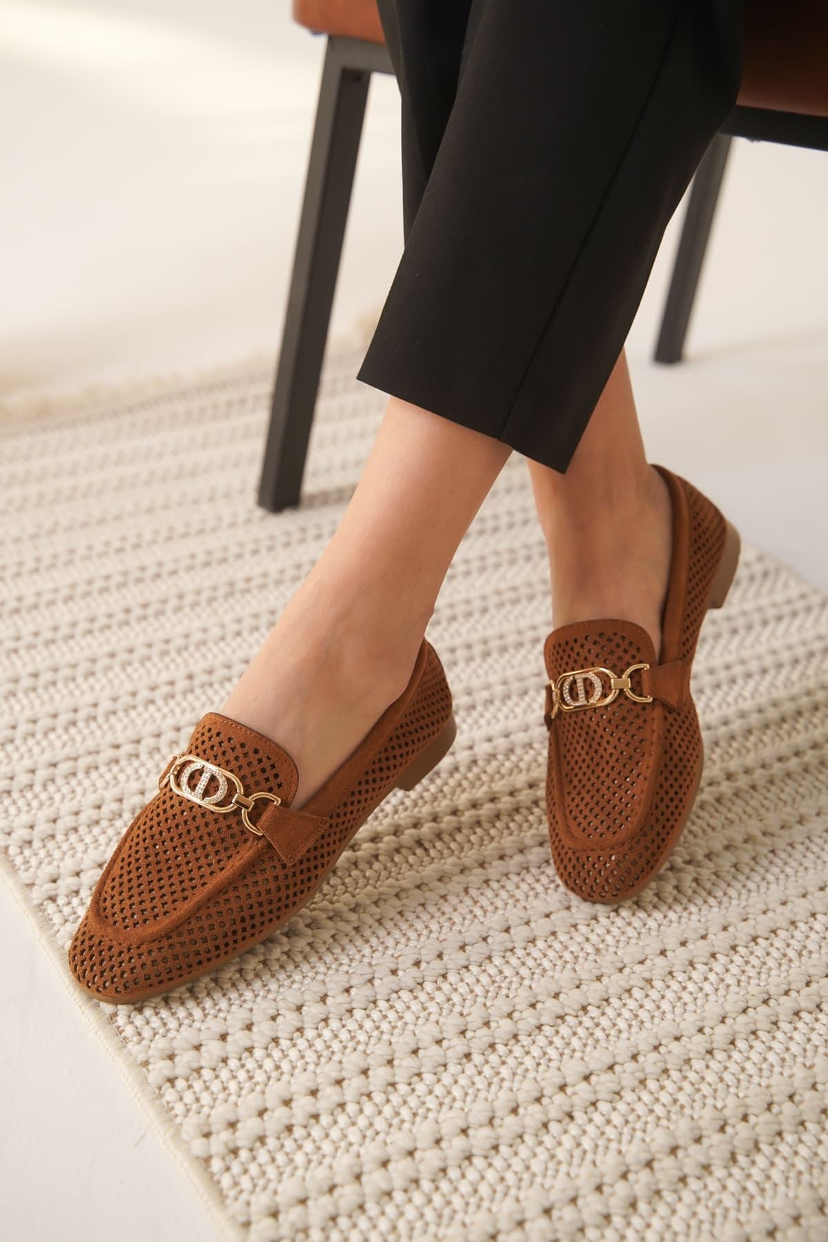 Sally Premium Kadın Süet Taba Günlük Babet