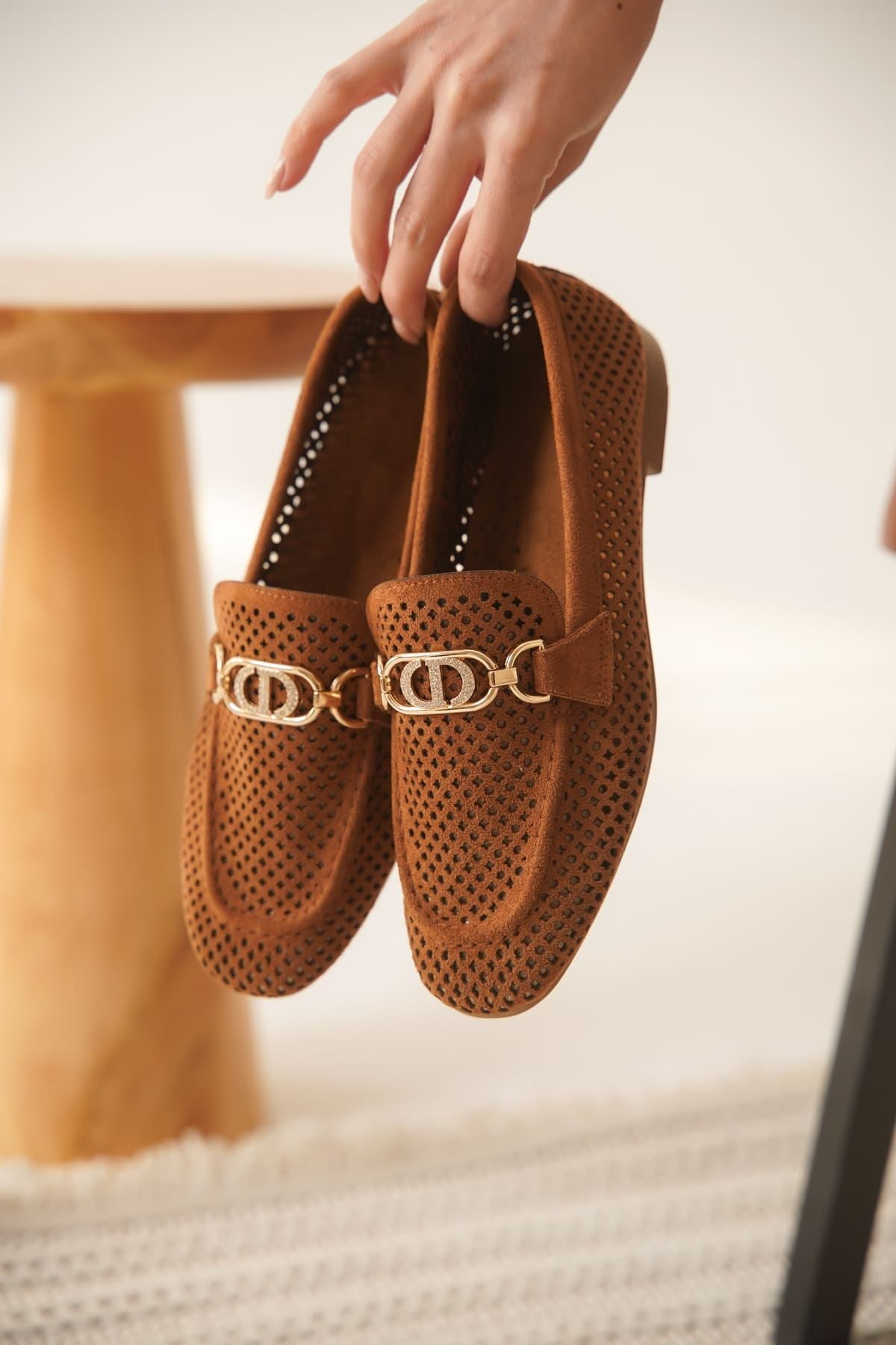 Sally Premium Kadın Süet Taba Günlük Babet