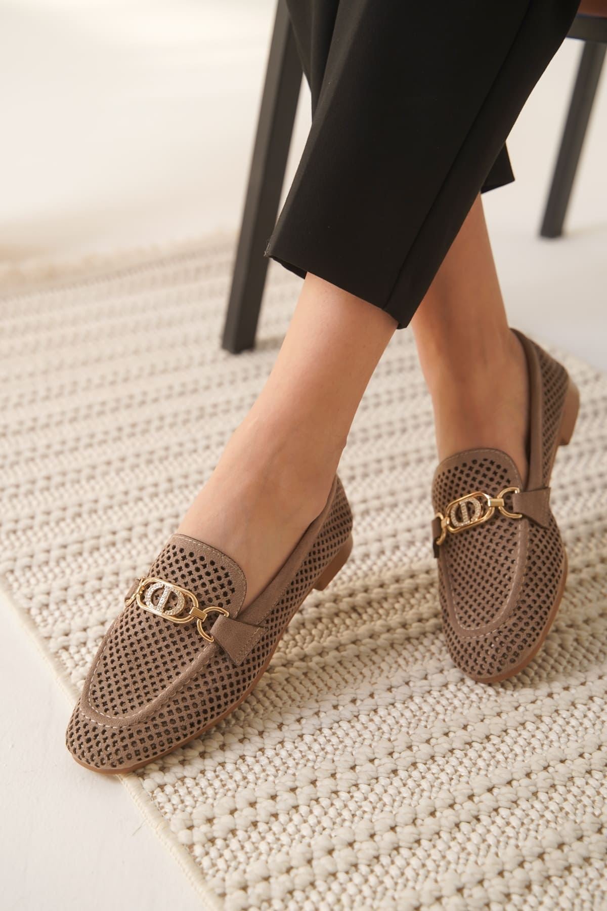 Sally Premium Kadın Süet Vizon Günlük Babet