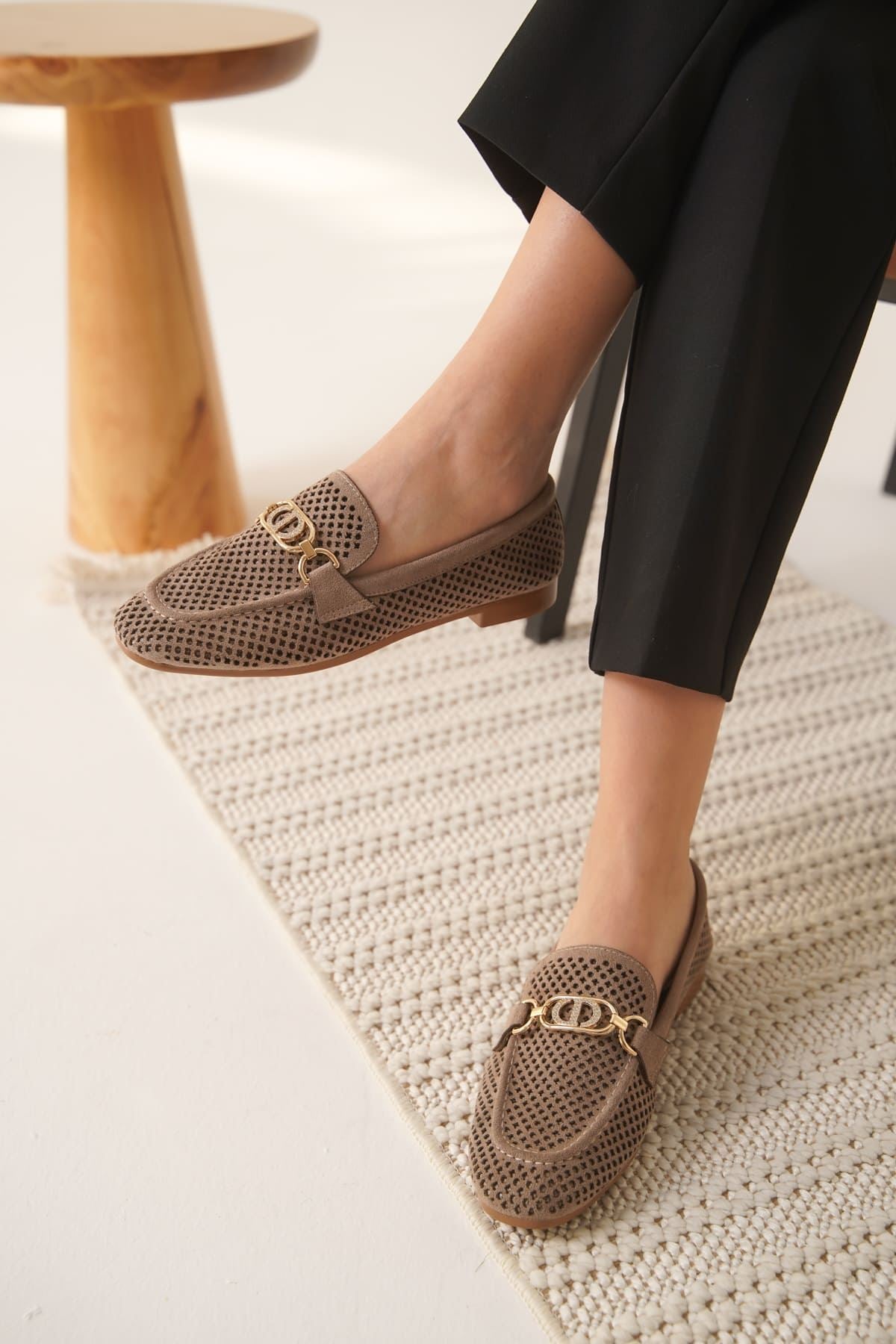 Sally Premium Kadın Süet Vizon Günlük Babet