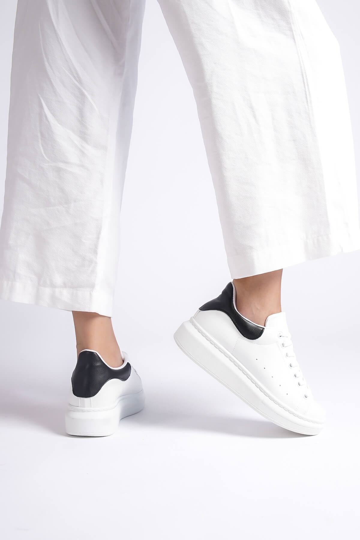 Samira Premium Black Detailed White Women's Sneaker