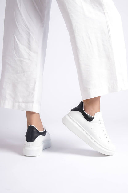 Samira Premium Black Detailed White Women's Sneaker