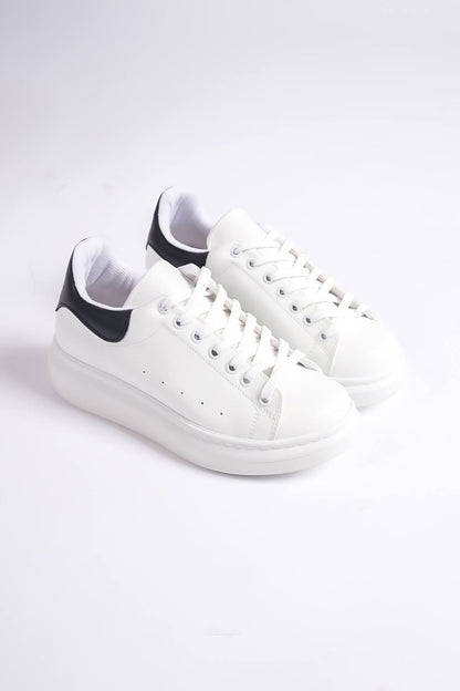 Samira Premium Black Detailed White Women's Sneaker