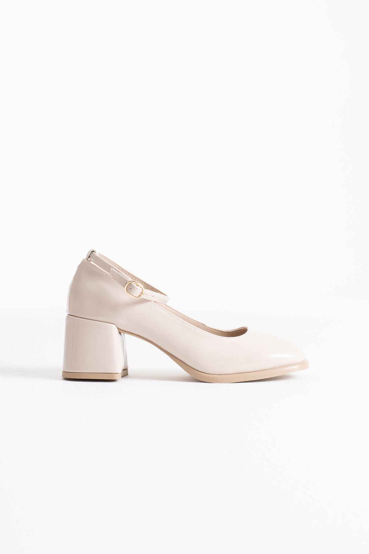 Sansa Premium Beige Patent Leather Women's High Heels