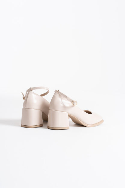 Sansa Premium Beige Patent Leather Women's High Heels