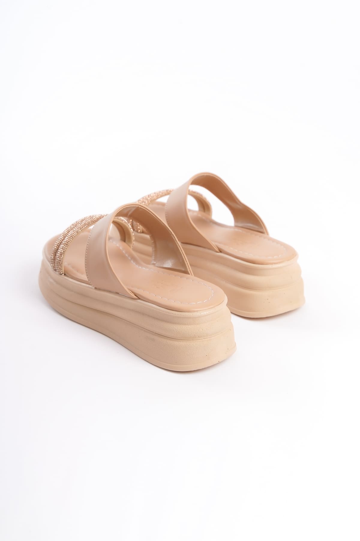 SARLENE Thick Heeled Stoned Striped Orthopedic Women's Ten Slippers