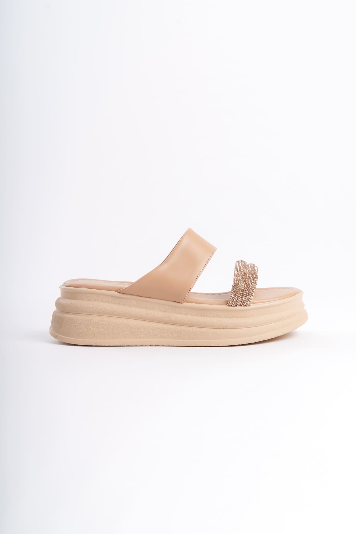 SARLENE Thick Heeled Stoned Striped Orthopedic Women's Ten Slippers