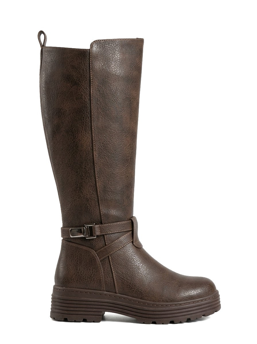 ZRNE-C07 Premium Kahverengi Classic Fermuarlı Uzun Çizme