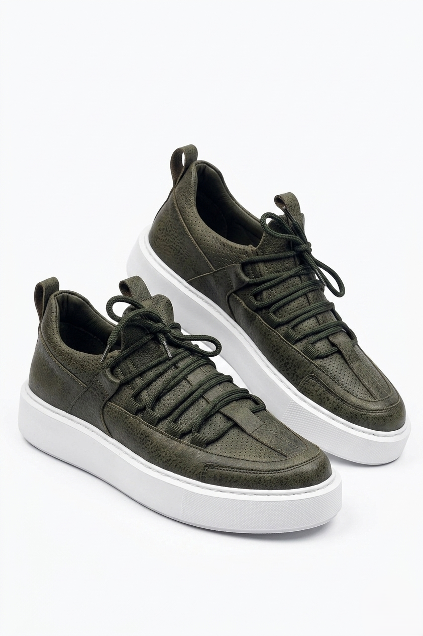 ZRC159 Premium Bağcıklı Ortopedik Erkek Sneaker Haki