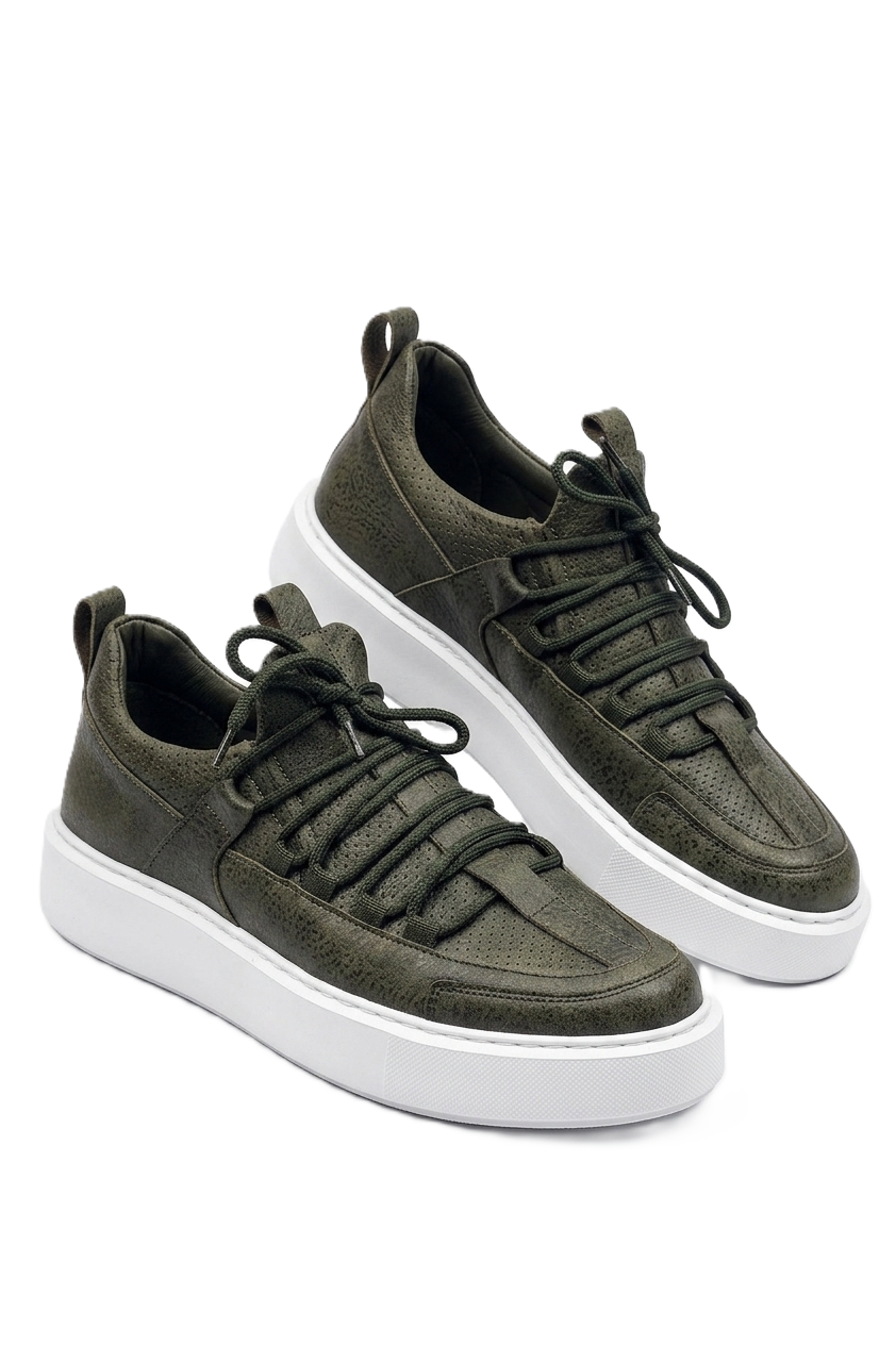 ZRC159 Premium Bağcıklı Ortopedik Erkek Sneaker Haki