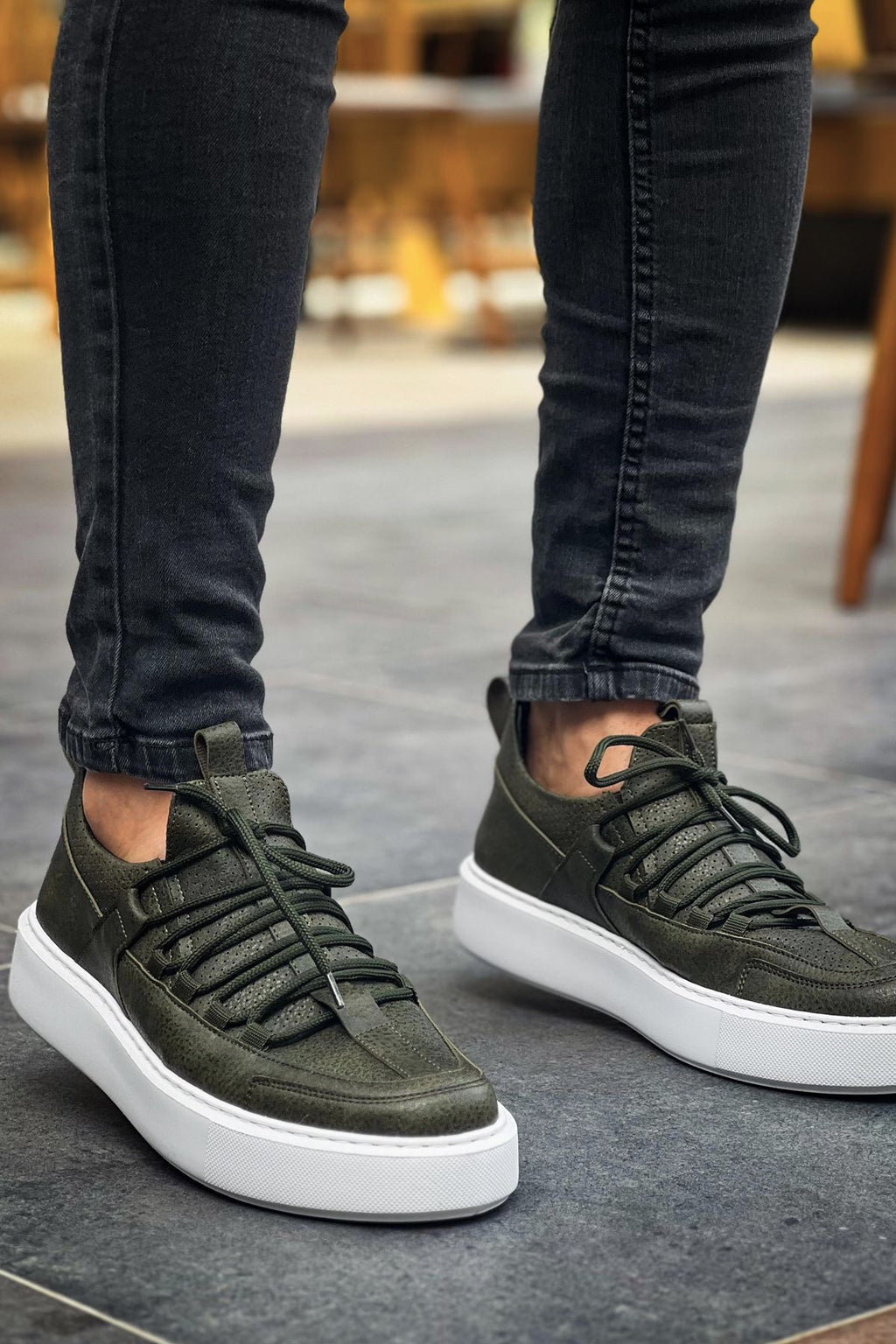 ZRC159 Premium Bağcıklı Ortopedik Erkek Sneaker Haki