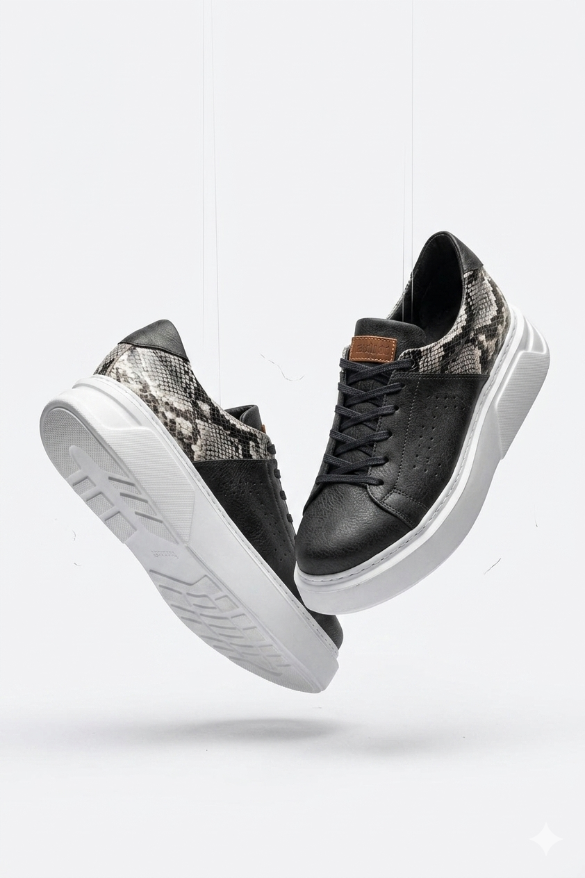 Sauerbergg Yüksek Kalite Bağcıklı Kalın Taban Erkek Sneaker Antrasit