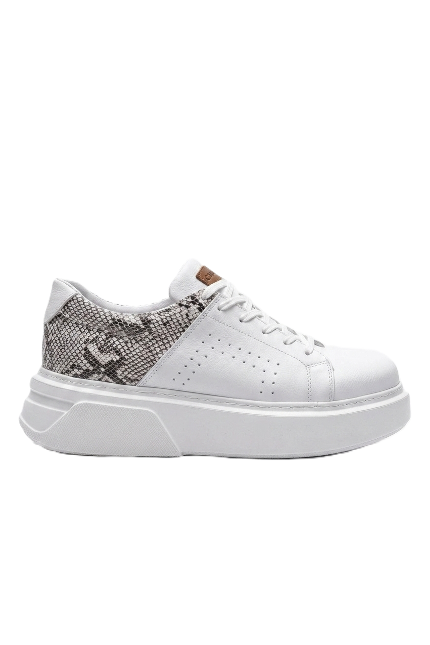 Sauerbergg Yüksek Kalite Bağcıklı Kalın Taban Erkek Sneaker Beyaz