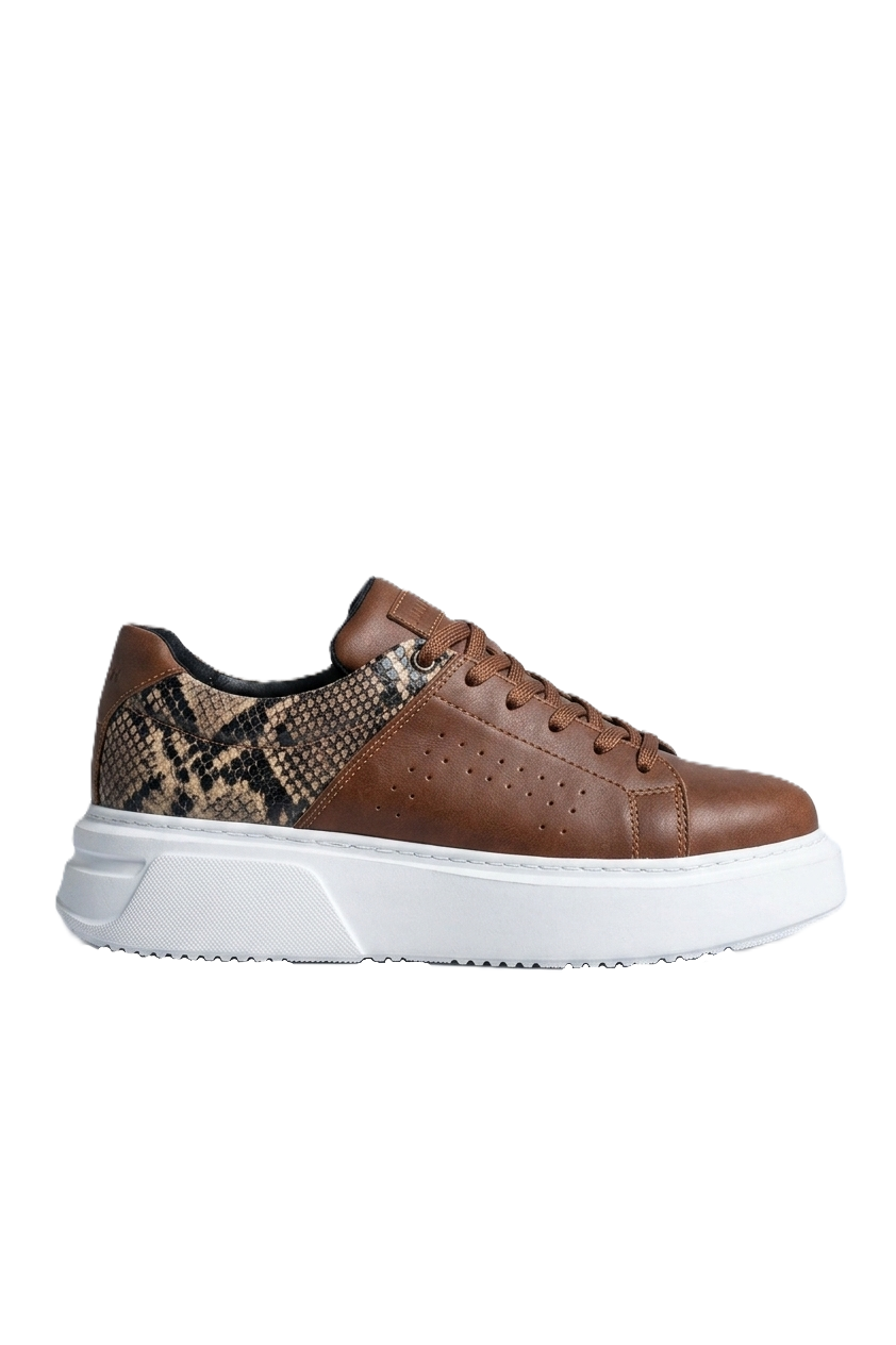 Sauerbergg Yüksek Kalite Bağcıklı Kalın Taban Erkek Sneaker Taba