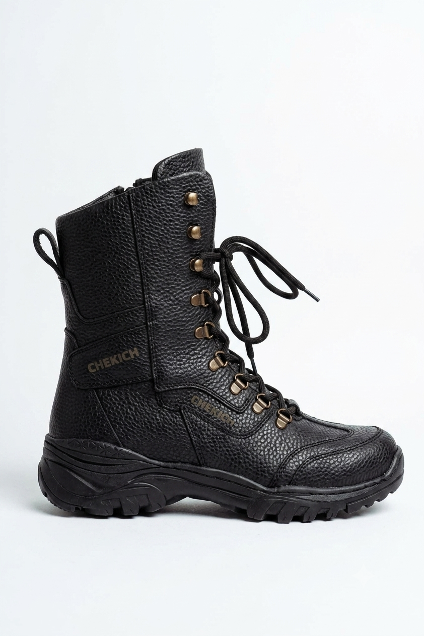 Scalatore Premium Erkek Askeri Postal Bot Siyah Deri