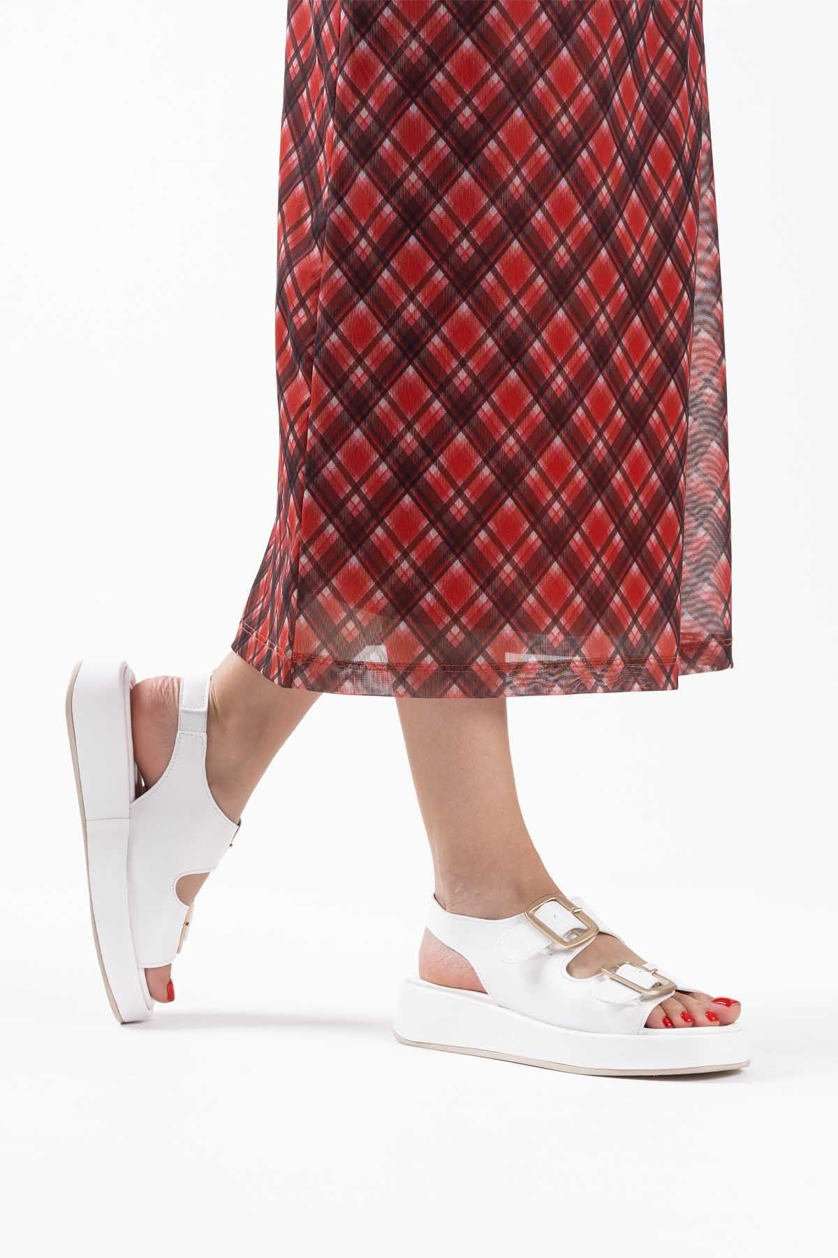 Shery Premium White Double-Strap Buckled Sandals