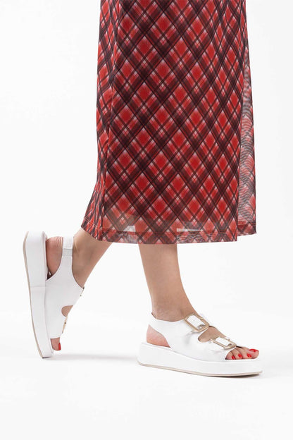 Shery Premium White Double-Strap Buckled Sandals