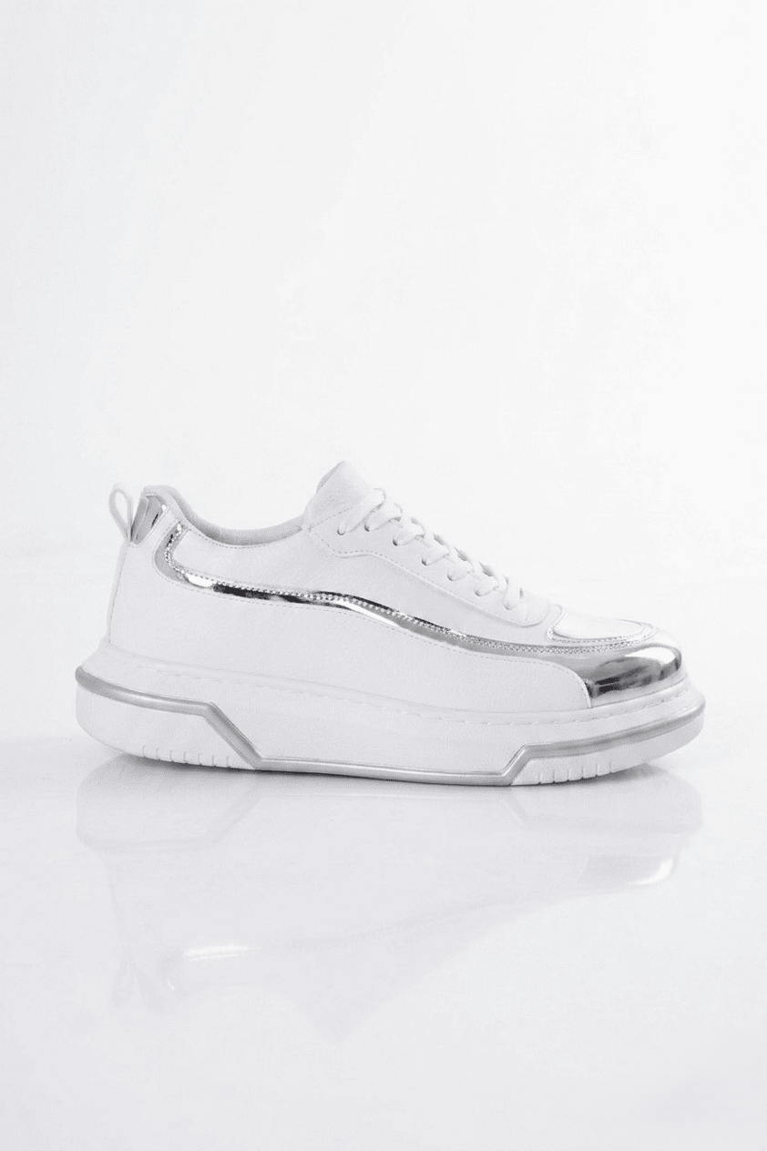 ZRC241X Yüksek Kalite Ortopedik Taban Bağcıklı Erkek Sneaker Beyaz Gümüş