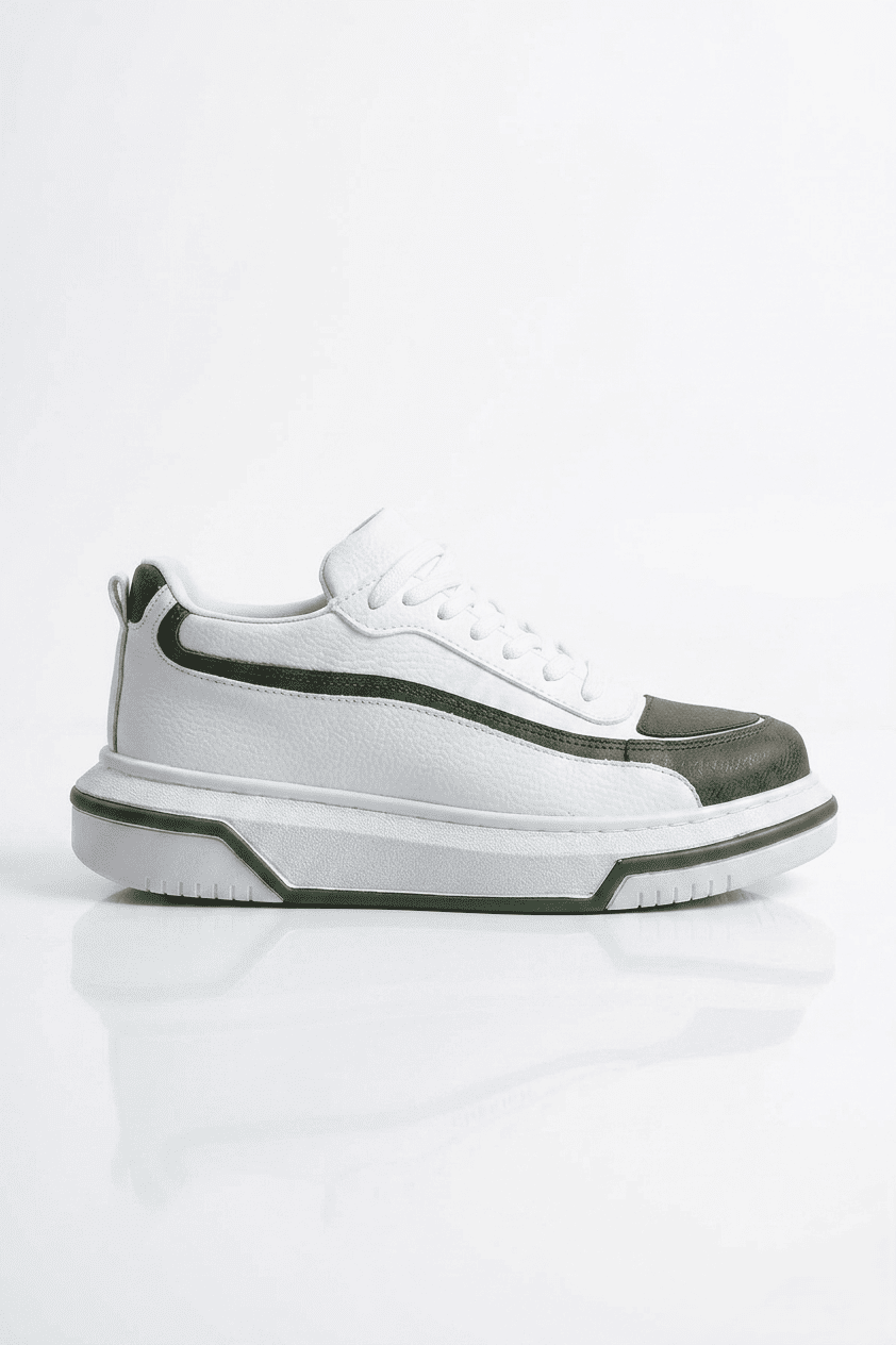 ZRC241X Yüksek Kalite Ortopedik Taban Bağcıklı Erkek Sneaker Beyaz Haki