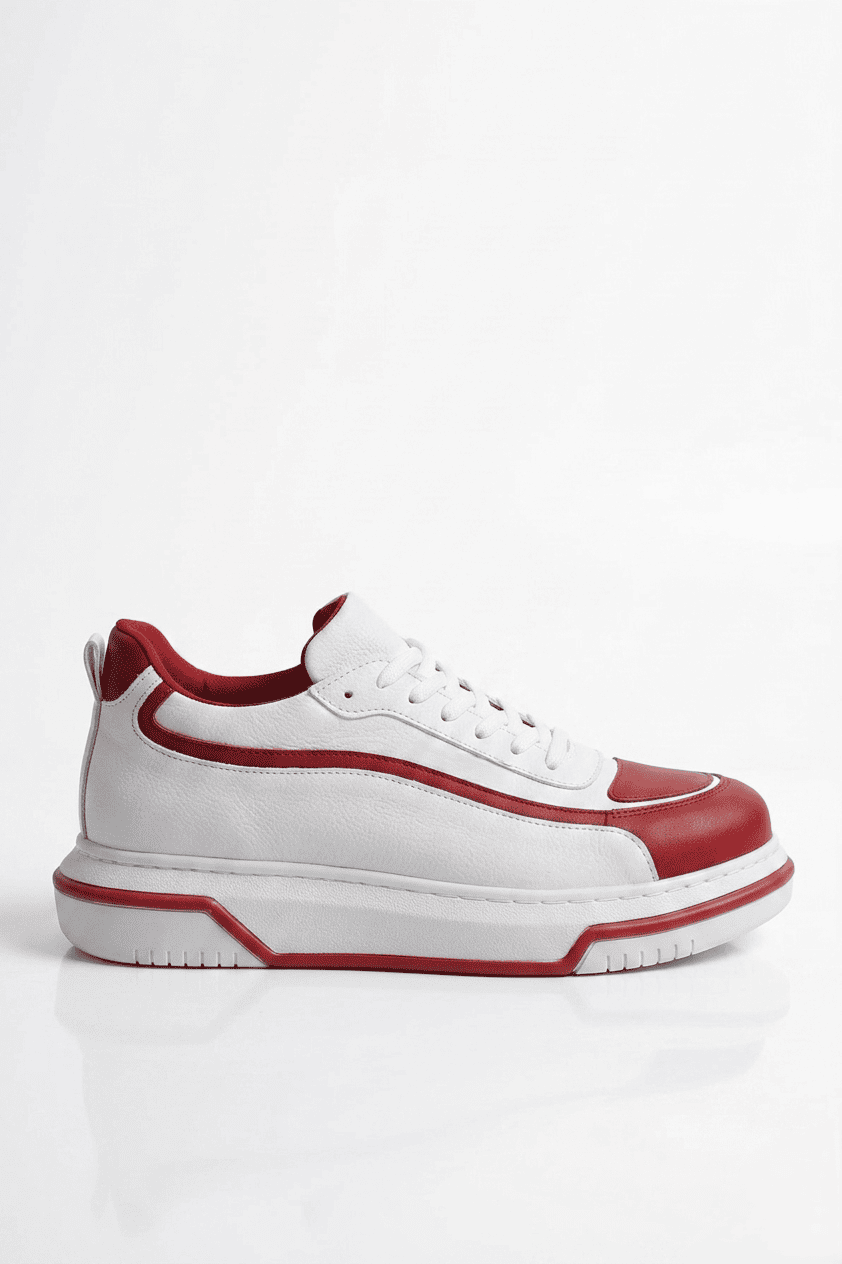 ZRC241X Yüksek Kalite Ortopedik Taban Bağcıklı Erkek Sneaker Beyaz Kırmızı