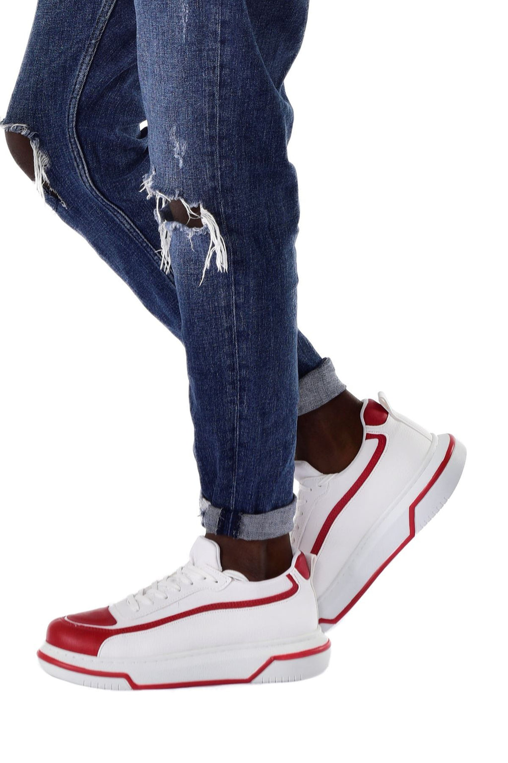 ZRC241X Yüksek Kalite Ortopedik Taban Bağcıklı Erkek Sneaker Beyaz Kırmızı