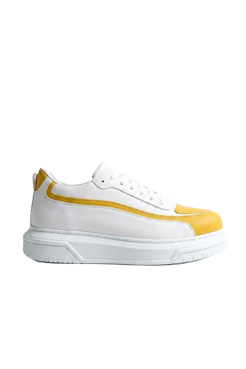 ZRC241X Yüksek Kalite Ortopedik Taban Bağcıklı Erkek Sneaker Sarı Beyaz