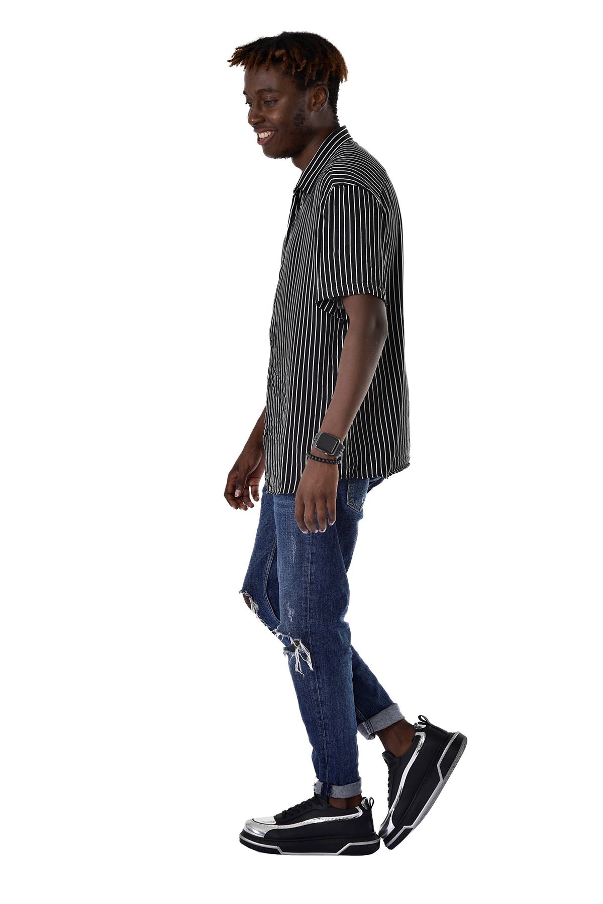 ZRC241X Yüksek Kalite Ortopedik Taban Bağcıklı Erkek Sneaker Siyah Gümüş