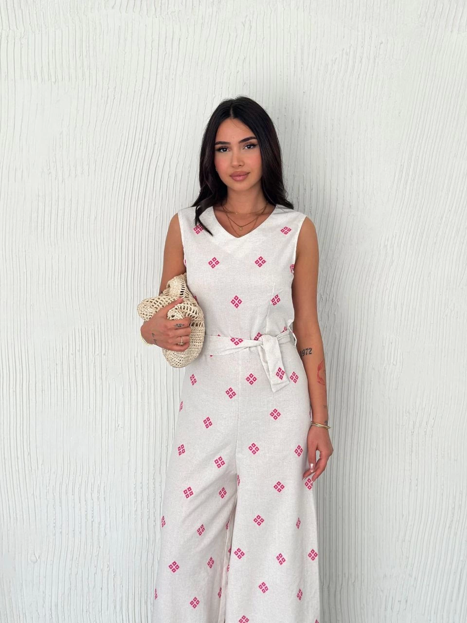 Backless Linen White Jumpsuit