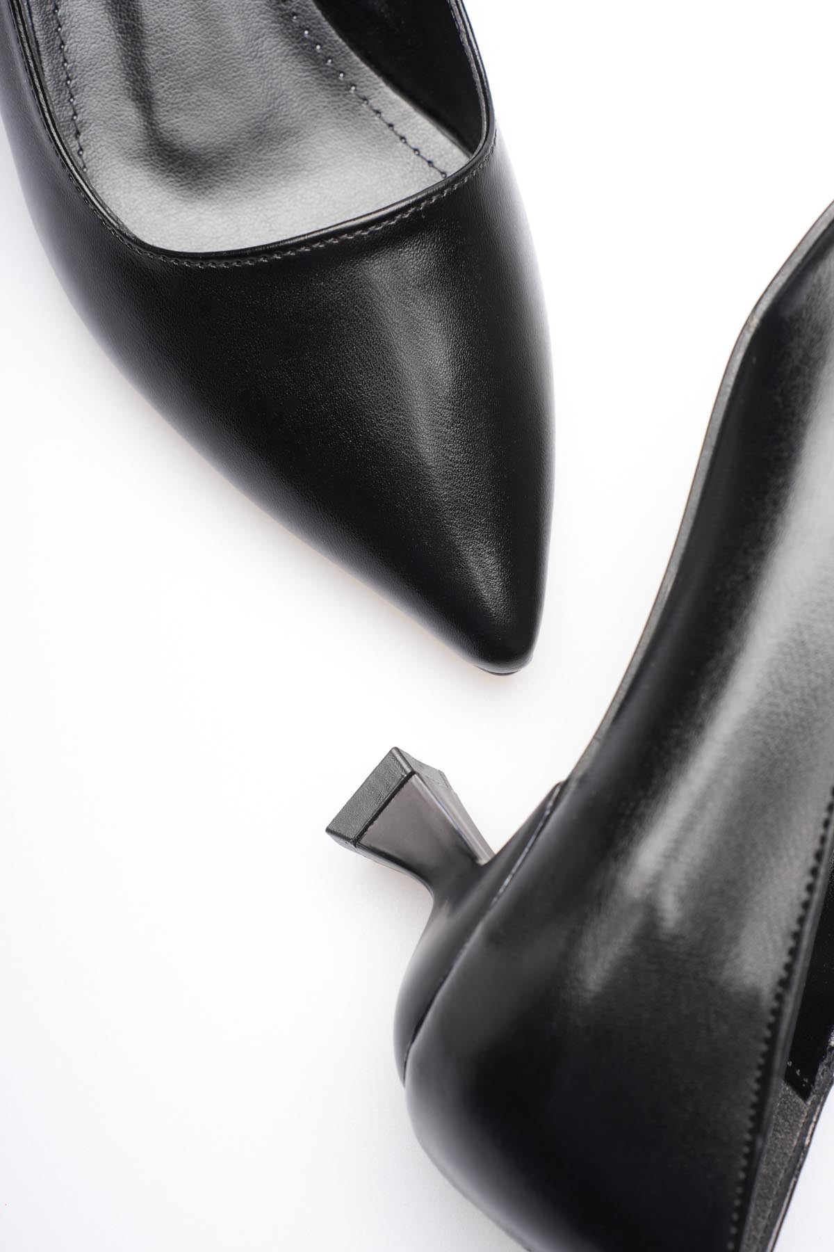 ZR20MS03 Premium Siyah Kadın Günlük Kısa Topuklu Stiletto