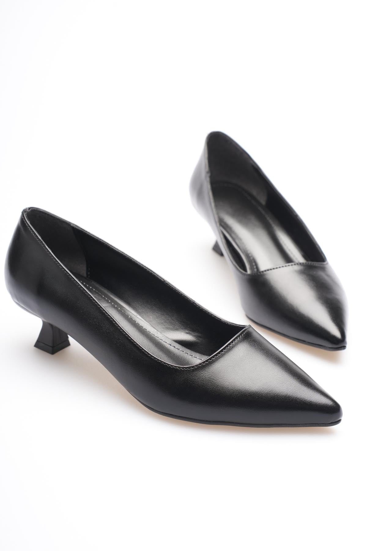 ZR20MS03 Premium Siyah Kadın Günlük Kısa Topuklu Stiletto