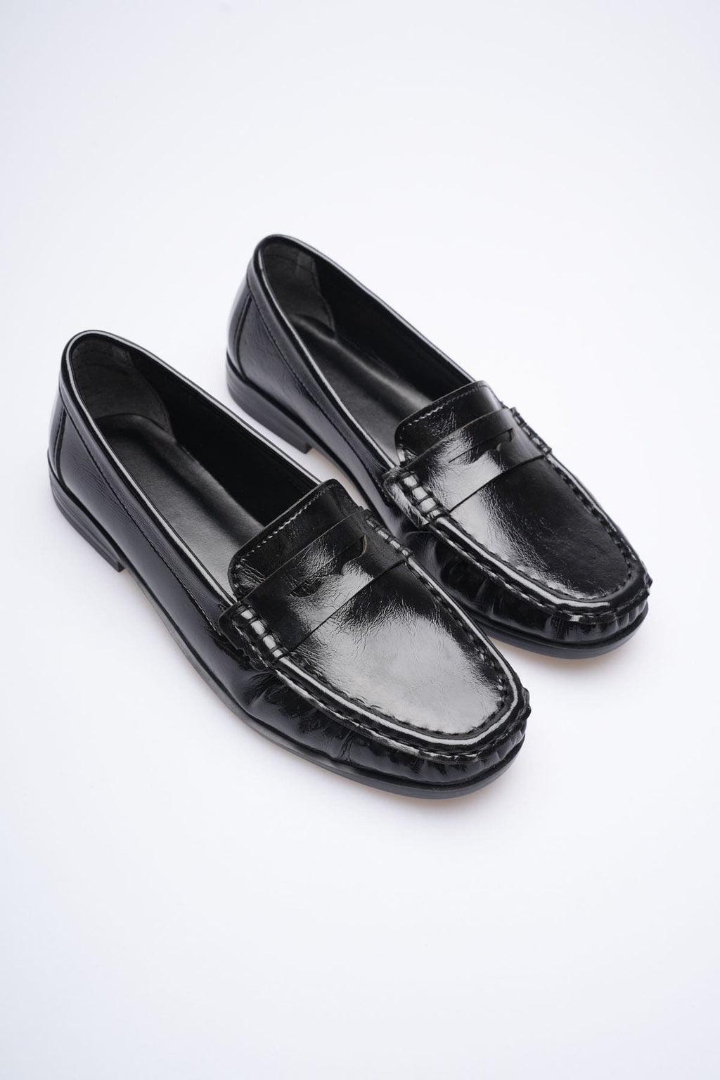 Premium Siyah Parlak Deri Görünümlü Penny Babet Loafer