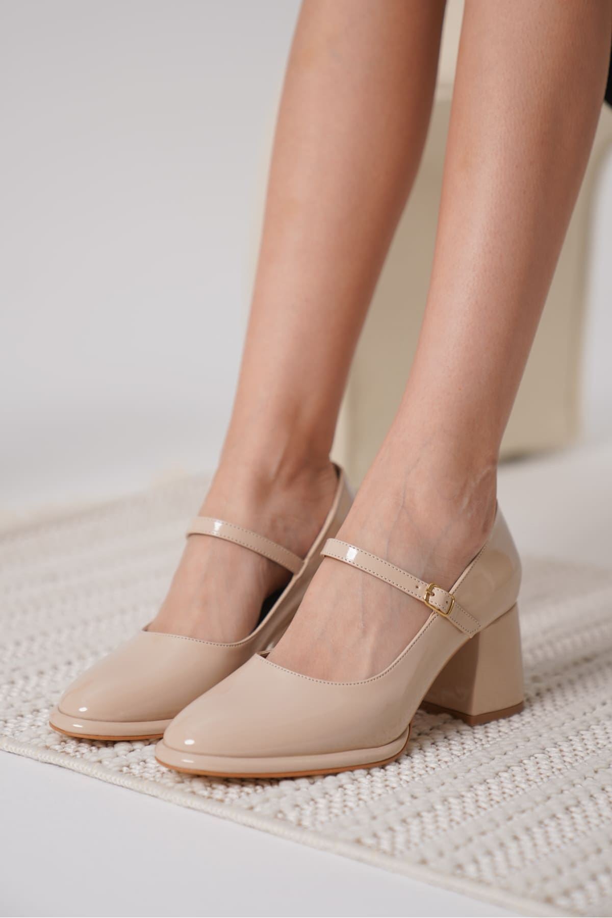 Slay Premium Nude Patent Leather Women's High Heel Shoes