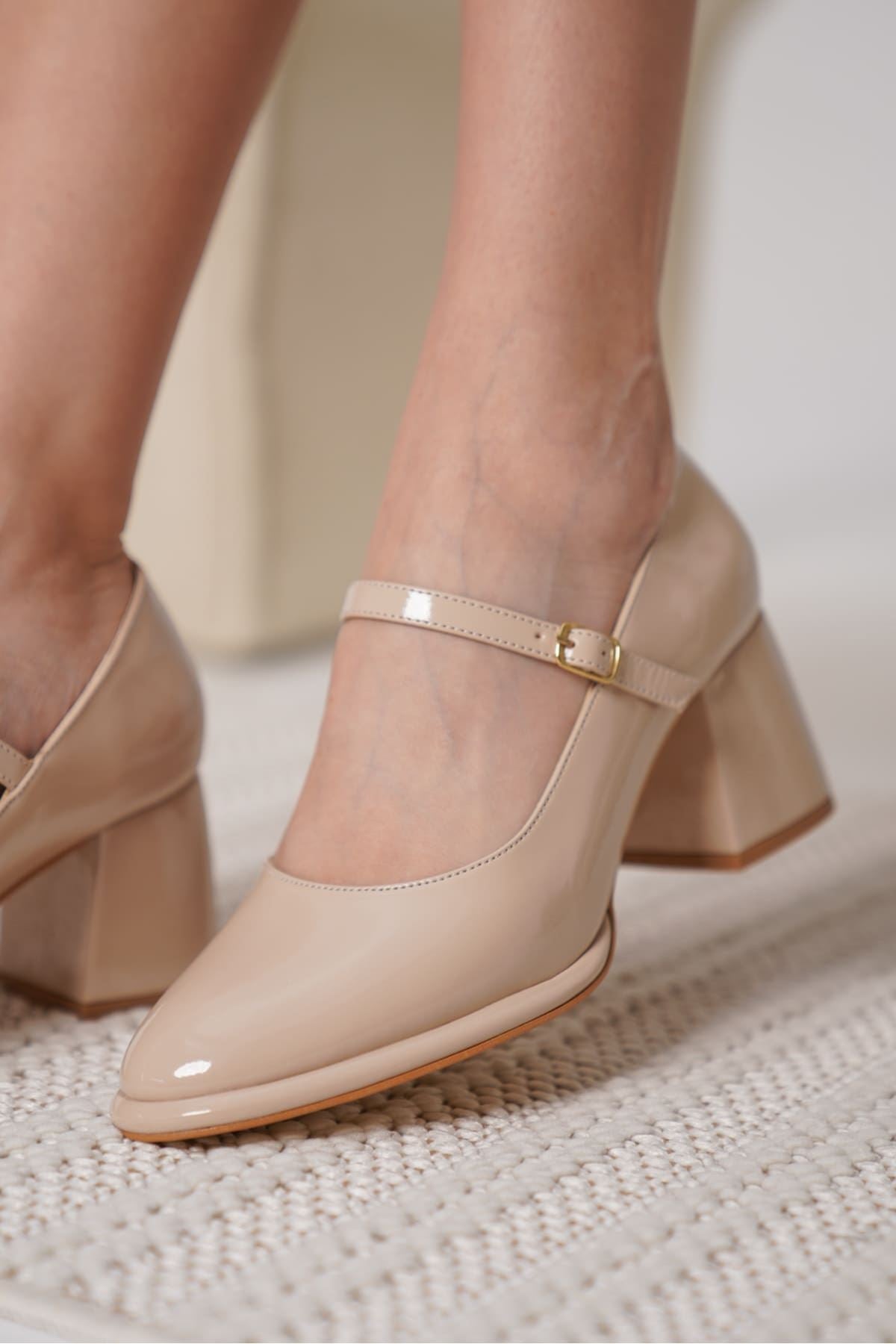 Slay Premium Nude Patent Leather Women's High Heel Shoes