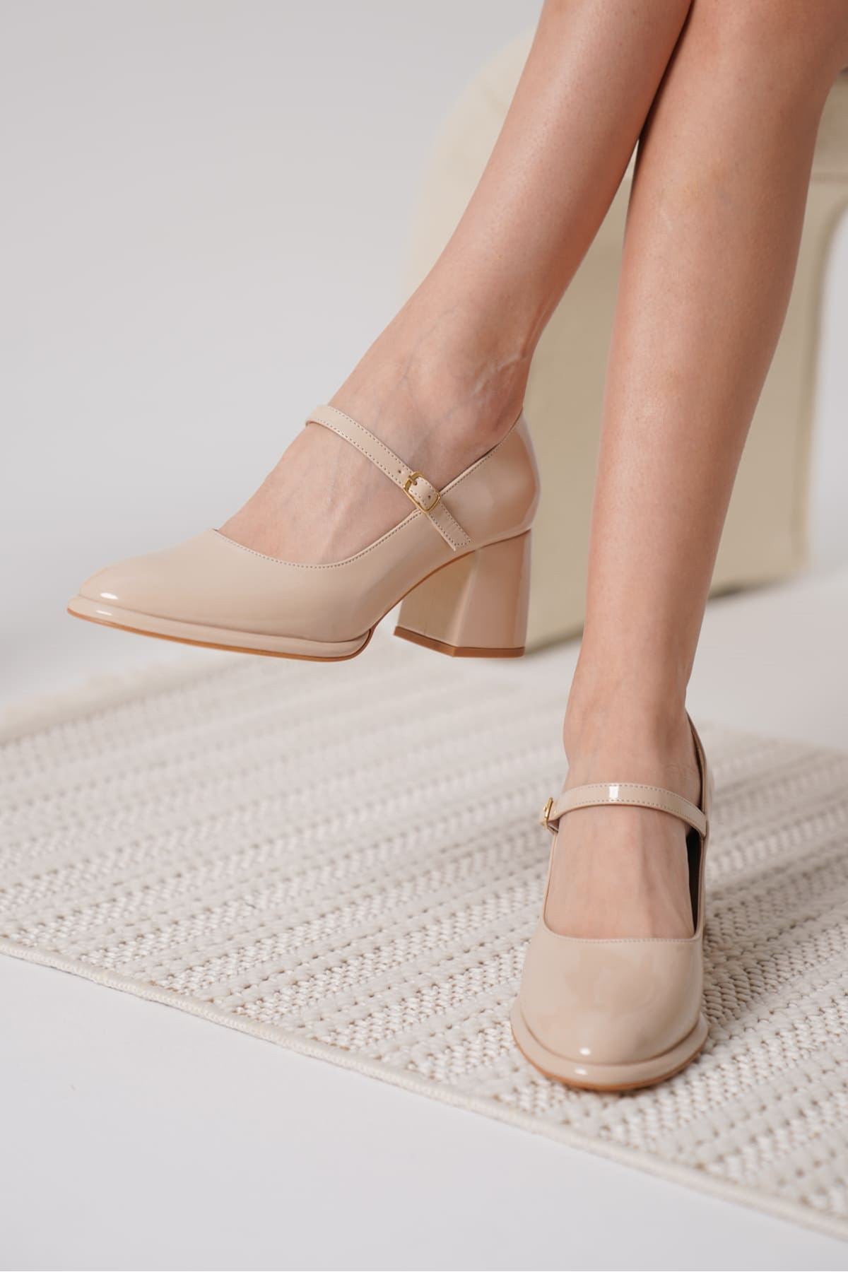 Slay Premium Nude Patent Leather Women's High Heel Shoes
