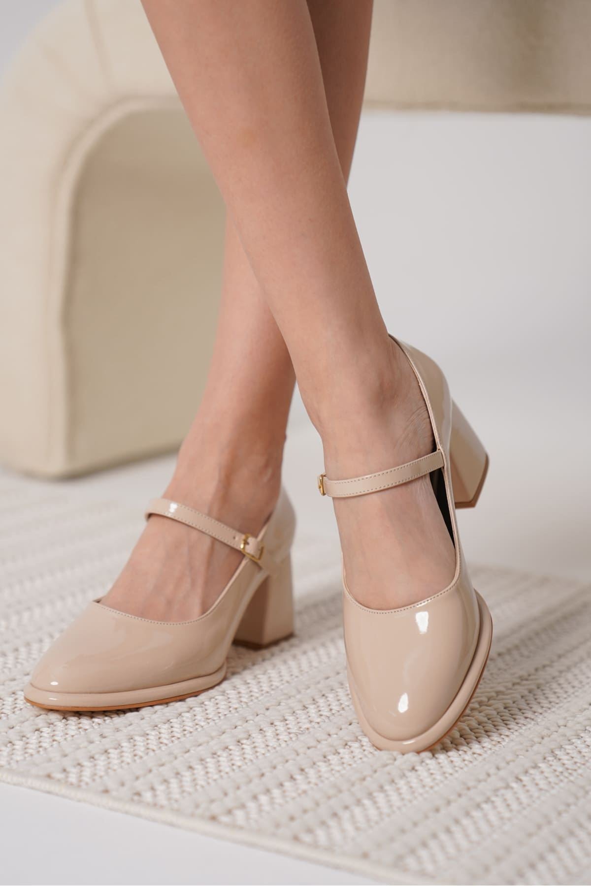 Slay Premium Nude Patent Leather Women's High Heel Shoes