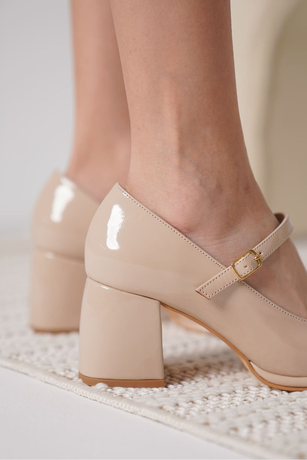 Slay Premium Nude Patent Leather Women's High Heel Shoes