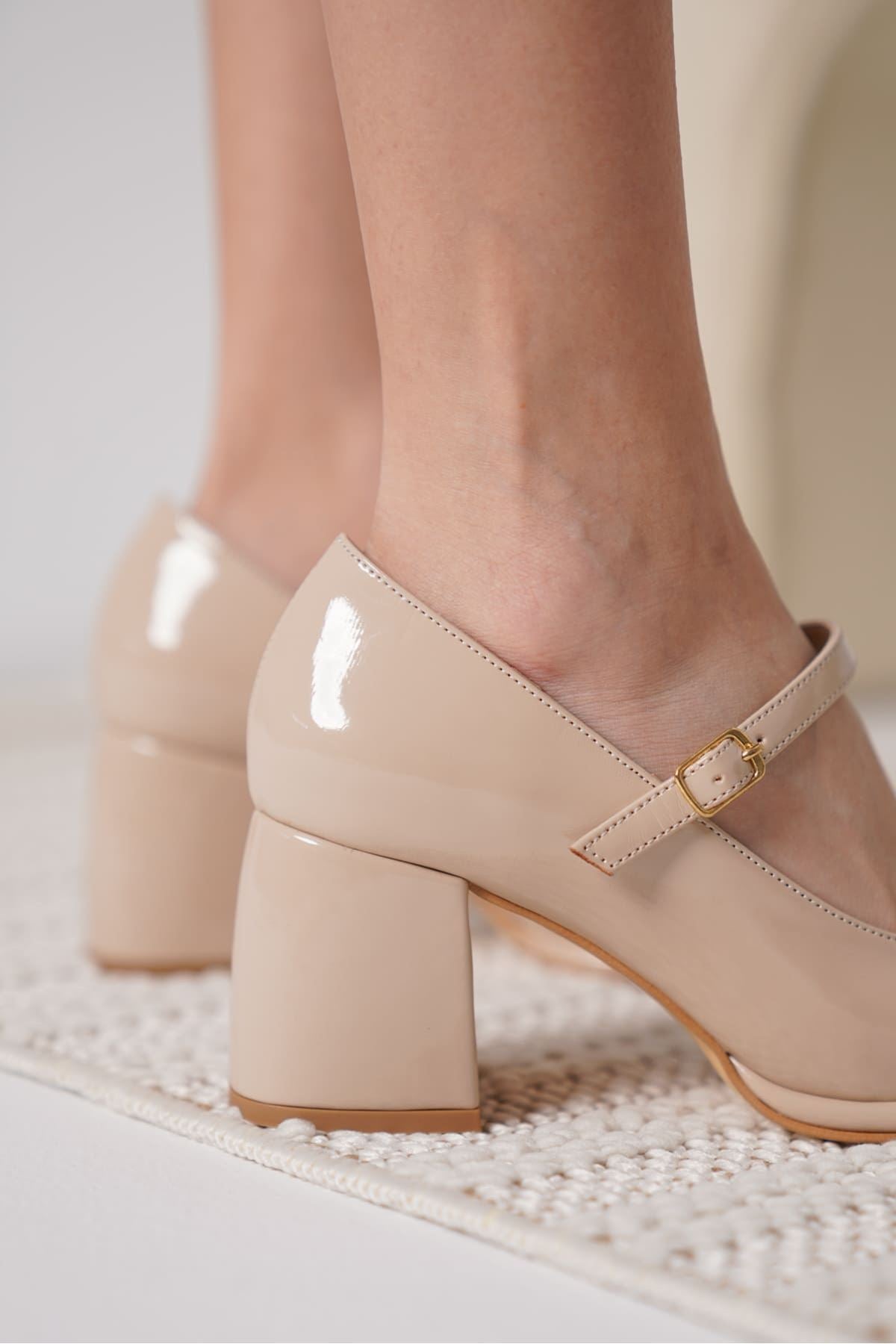 Slay Premium Nude Patent Leather Women's High Heel Shoes