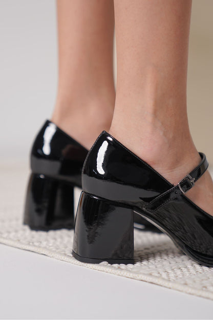 Slay Premium Black Patent Leather Women's High Heel Shoes