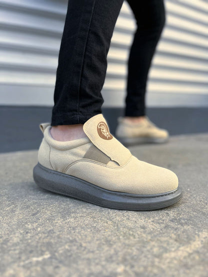 JY161 Hippo Lastik Detaylı Erkek Günlük Sneaker - Süet Bej
