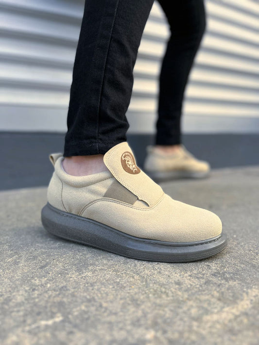 JY161 Hippo Lastik Detaylı Erkek Günlük Sneaker - Süet Bej