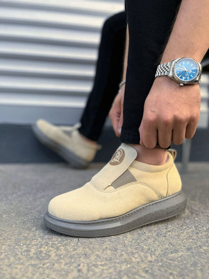 JY161 Hippo Lastik Detaylı Erkek Günlük Sneaker - Süet Bej
