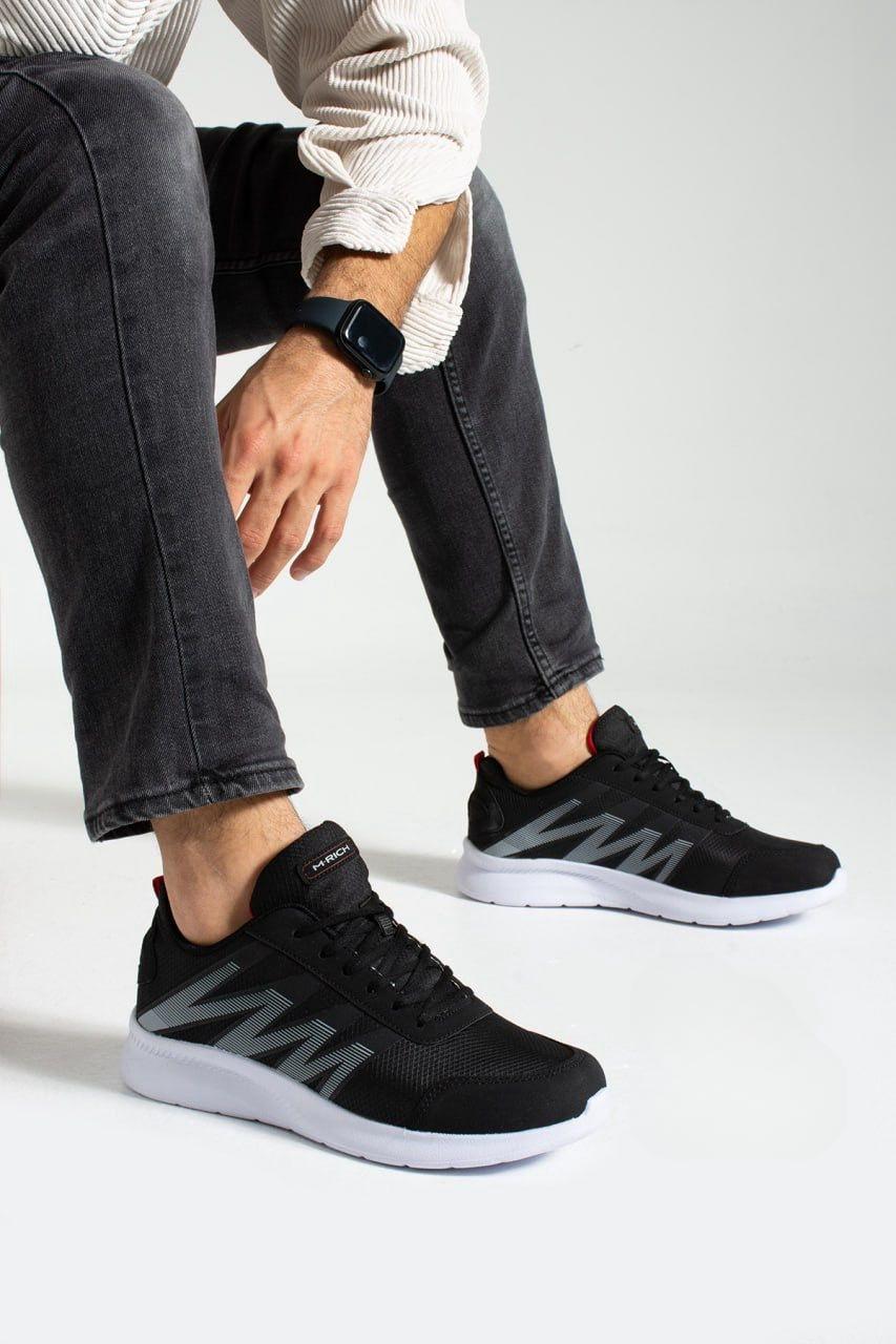 Rich003Skin Comfortable Waterproof Black White Unisex Sneakers