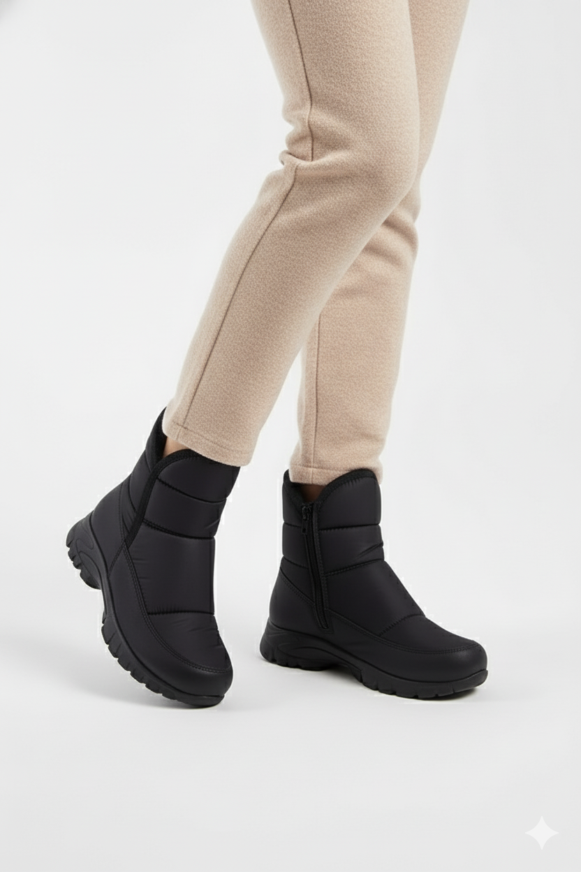 Snowly Siyah Kaymaz Taban İçi Kürklü Fermuarlı Kar Botu