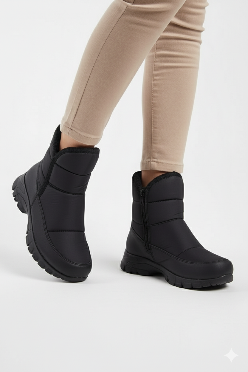 Snowly Siyah Kaymaz Taban İçi Kürklü Fermuarlı Kar Botu