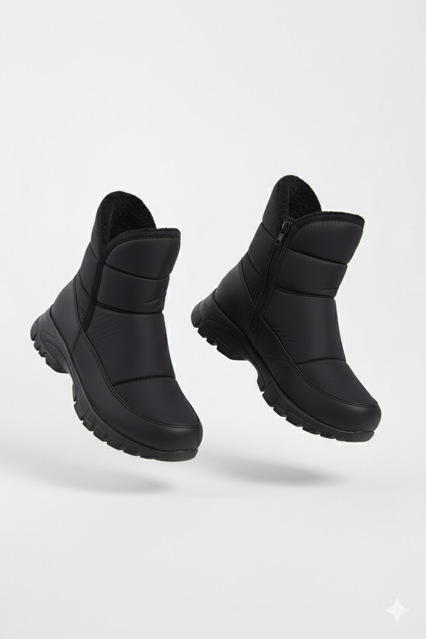 Snowly Siyah Kaymaz Taban İçi Kürklü Fermuarlı Kar Botu